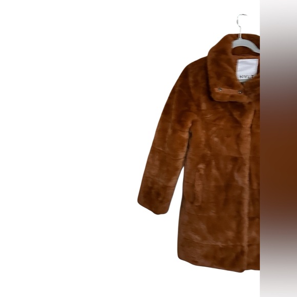NVLT Bunny Puffer Jacket cognac brown faux fur Med NWOT - Picture 2 of 6